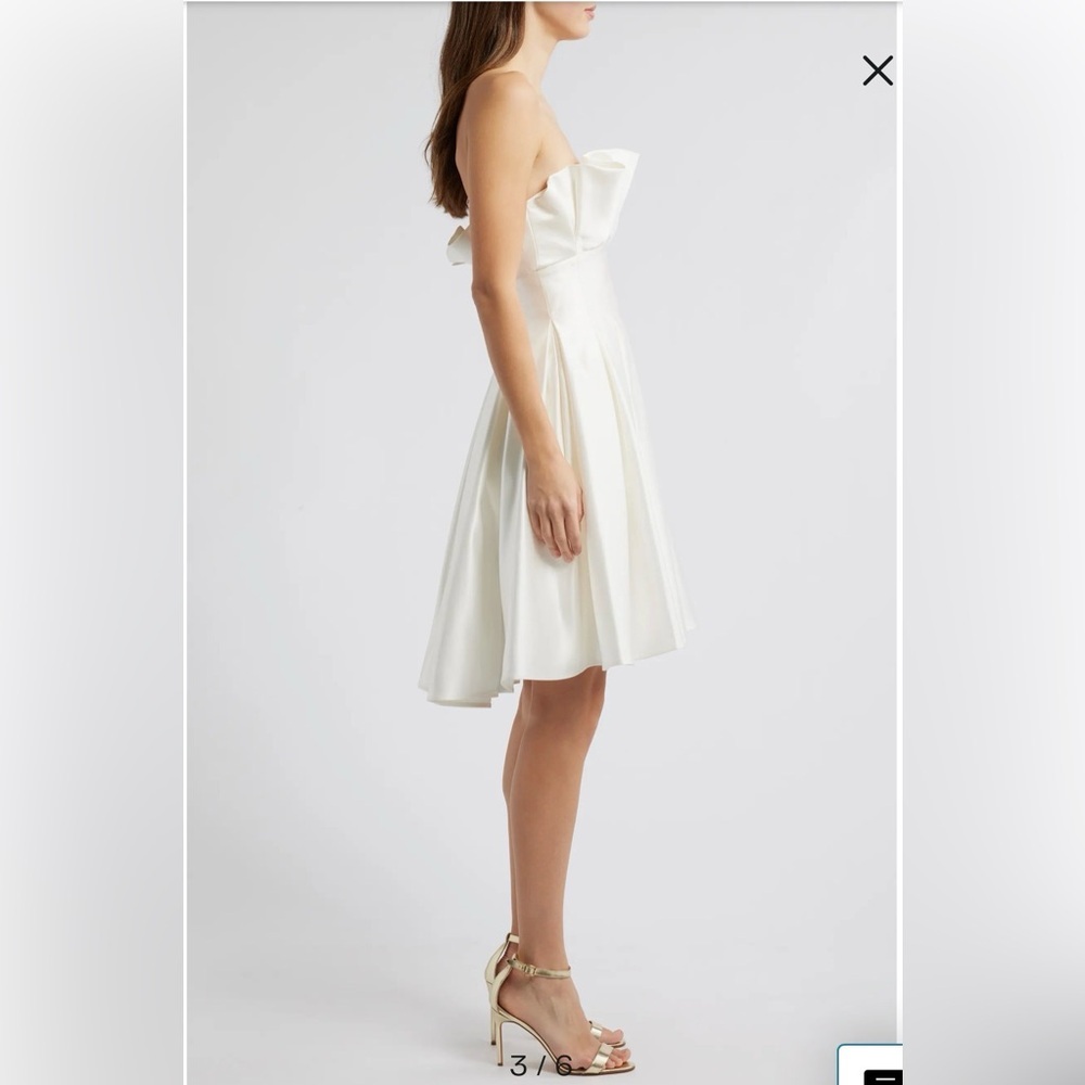 Amsale Pleated Bodice Ivory White Cocktail Dress Luxury Size 6 - Picture 7 of 11